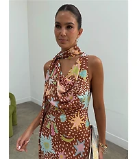 Never Fully Dressed Sophie Star Fawn Print Cowl Neck Sleevless Maxi Dress