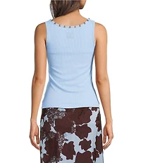 Never Fully Dressed Studded Scoop Neck Sleeveless Rib Knit Tank Top