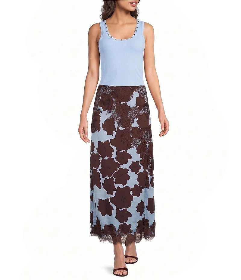 Never Fully Dressed Studded Scoop Neck Sleeveless Rib Knit Tank Top