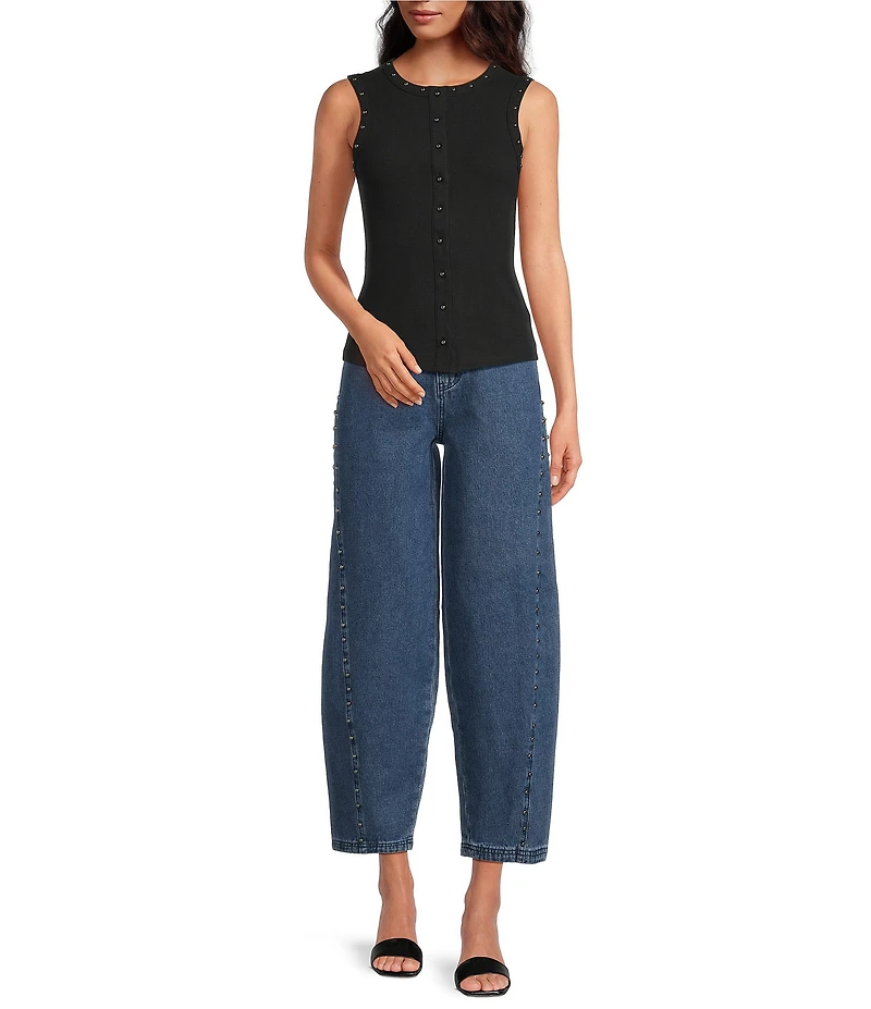 Never Fully Dressed Studded Structure Barrel Denim Jeans