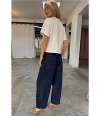 Never Fully Dressed Studded Structure Barrel Denim Jeans