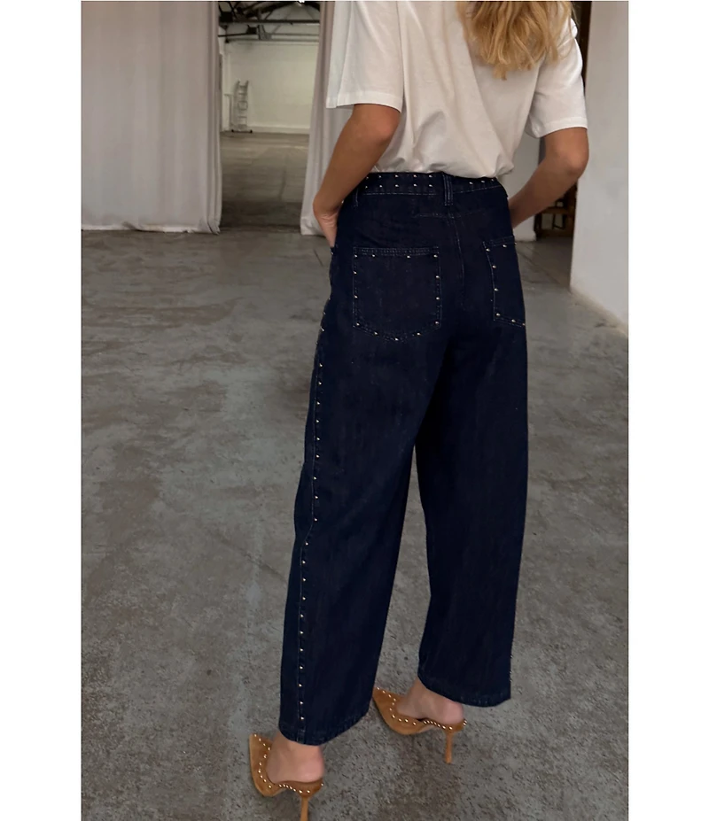 Never Fully Dressed Studded Structure Barrel Denim Jeans