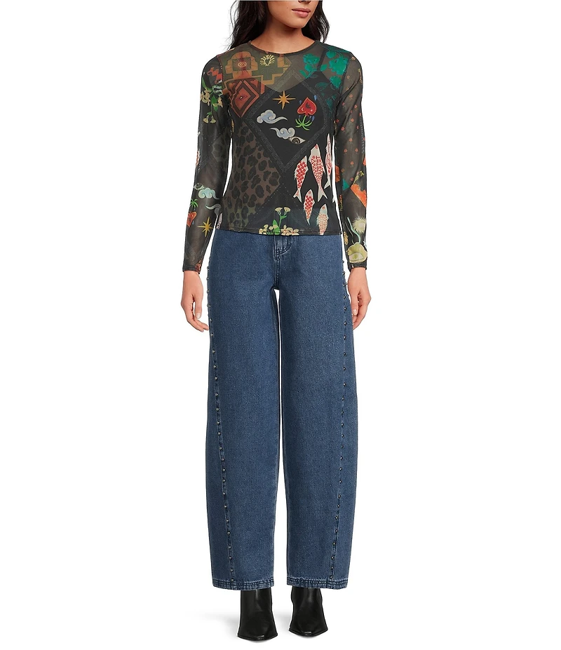 Never Fully Dressed Studded Structure Barrel Denim Jeans