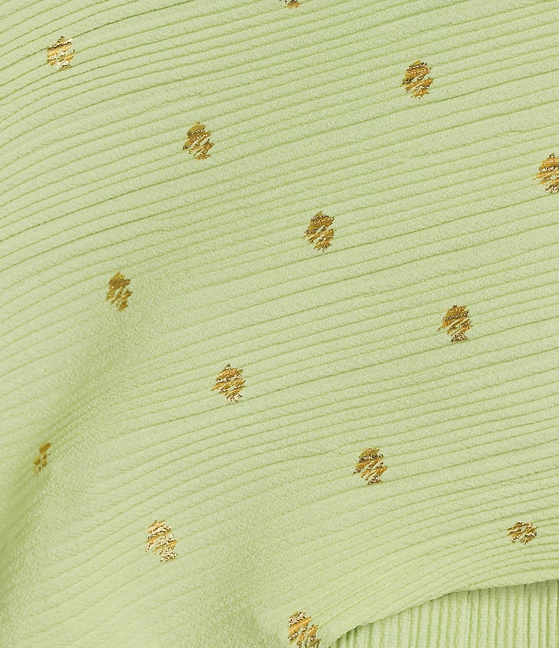 Never Fully Dressed Tilly Gold Fleck Plisse Off Shoulder Short Sleeve Mini Dress