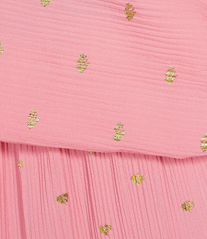 Never Fully Dressed Tilly Plisse Silver Fleck Print One Shoulder Neck Short Sleeve Midi Dress