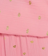 Never Fully Dressed Tilly Plisse Silver Fleck Print One Shoulder Neck Short Sleeve Midi Dress