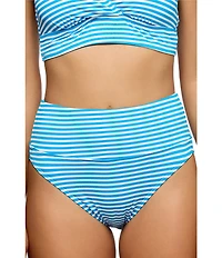 Next by Athena Coronado Stripe Harmony Rib Texture High Waist Swim Bottom