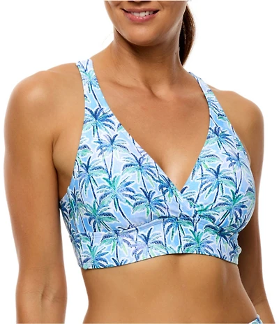 Next by Athena Oasis 25 Minute Palm Print Bra Size Sport Surplice Bra Swim Top