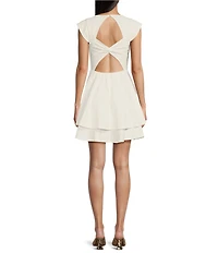 Next Up Cap Sleeve Sweetheart Neck Double Tier Skirt Dress