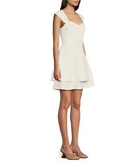 Next Up Cap Sleeve Sweetheart Neck Double Tier Skirt Dress