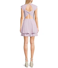 Next Up Cap Sleeve Sweetheart Neck Double Tier Skirt Dress