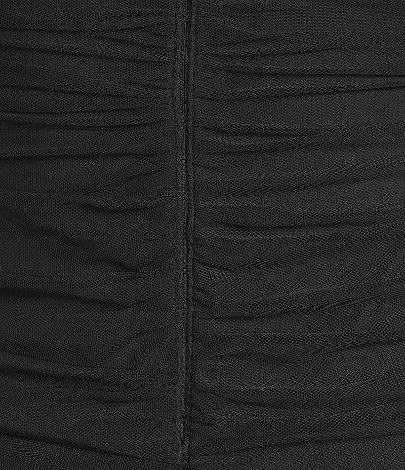 Next Up Mesh Off-The-Shoulder Sweetheart Neck Ruffle Edge Shirred Bodycon Dress