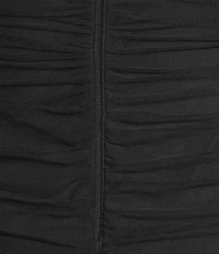 Next Up Mesh Off-The-Shoulder Sweetheart Neck Ruffle Edge Shirred Bodycon Dress