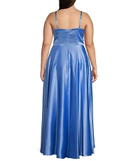 Next Up Plus Adjustable Spaghetti Strap Rosette Shirred Bust Dress