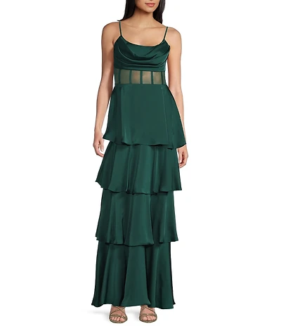 Next Up Scoop Neck Sleeveless Spaghetti Strap Tiered Ruffle Dress