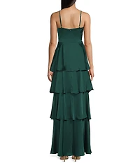 Next Up Scoop Neck Sleeveless Spaghetti Strap Tiered Ruffle Dress