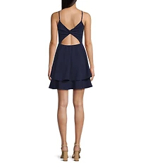 Next Up Spaghetti Strap Fit and Flare Double Tiered Dress