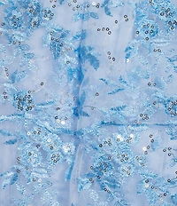 Next Up Spaghetti Strap Sequin Embroidered 7-Scallop Edge Ruffle Dress