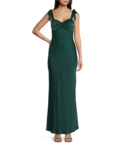 Next Up Sweetheart Neck Twist Front Tie Shoulder Dress