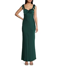Next Up Sweetheart Neck Twist Front Tie Shoulder Dress