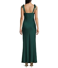 Next Up Sweetheart Neck Twist Front Tie Shoulder Dress