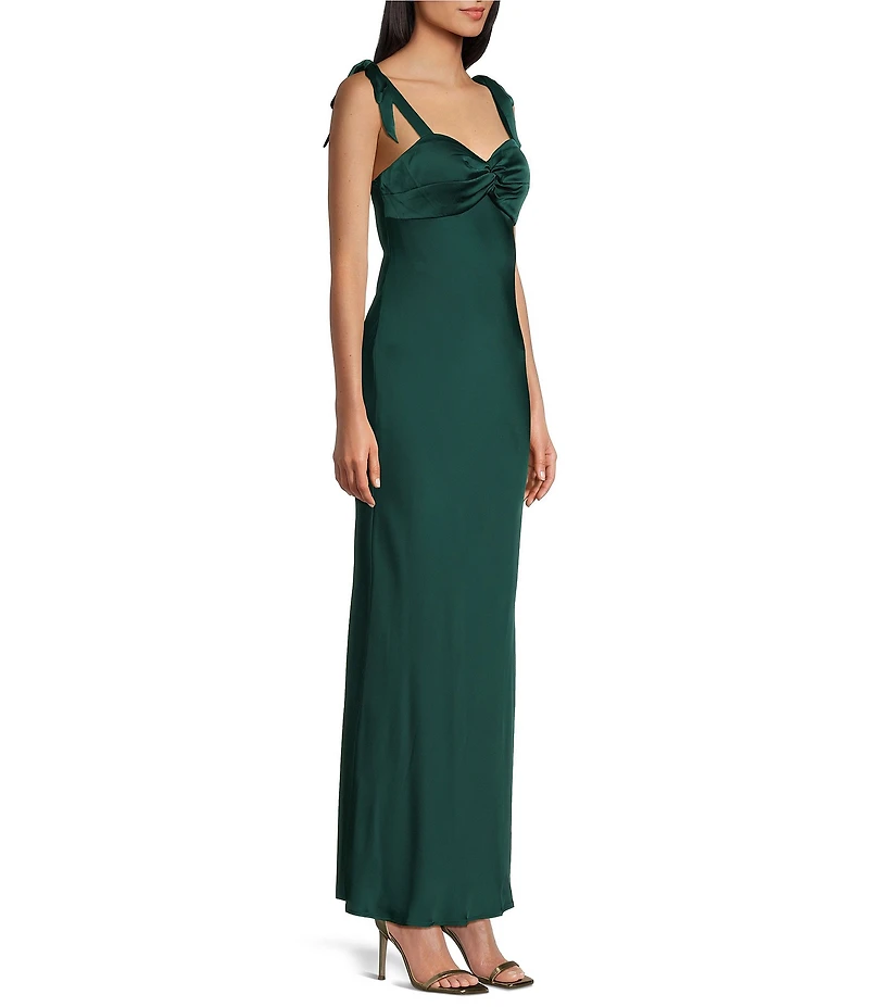 Next Up Sweetheart Neck Twist Front Tie Shoulder Dress