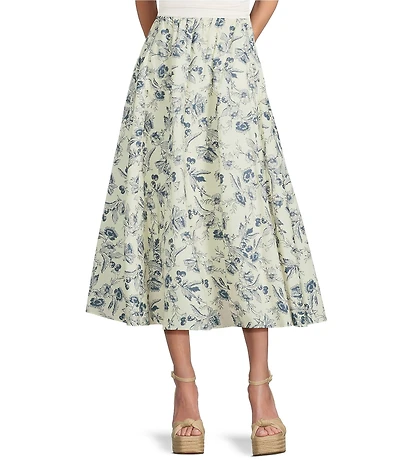 NIA Amanda Poplin Toile Print Maxi Skirt