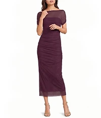 NIA Aria Mesh Ruched Midi Dress