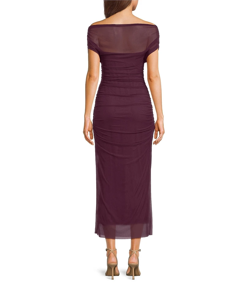 NIA Aria Mesh Ruched Midi Dress
