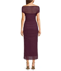 NIA Aria Mesh Ruched Midi Dress