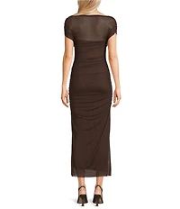 NIA Aria Mesh Ruched Midi Dress