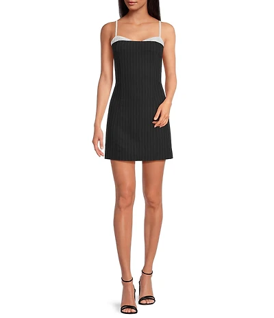 NIA August Pinstripe Peek-A-Boo Top Mini Dress