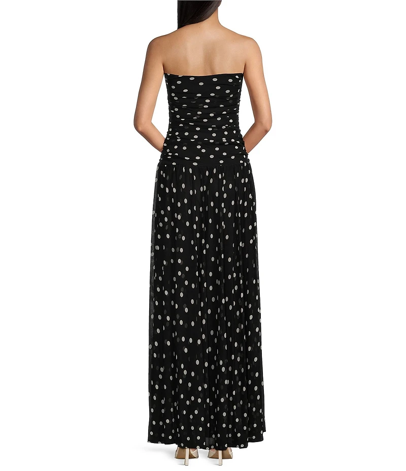 NIA Beverly Polka Dot Strapless Maxi Dress