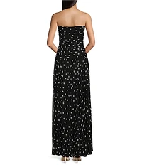 NIA Beverly Polka Dot Strapless Maxi Dress