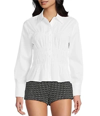 NIA Bixel Button Front Smocked Top