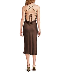 NIA Chrishelle Satin V-Neck Sleeveless Midi Dress