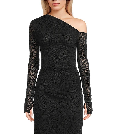 NIA Selena Velvet Lace One-Shoulder Coordinating Top