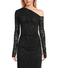 NIA Selena Velvet Lace One-Shoulder Coordinating Top