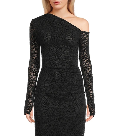 NIA Selena Velvet Lace One-Shoulder Coordinating Top