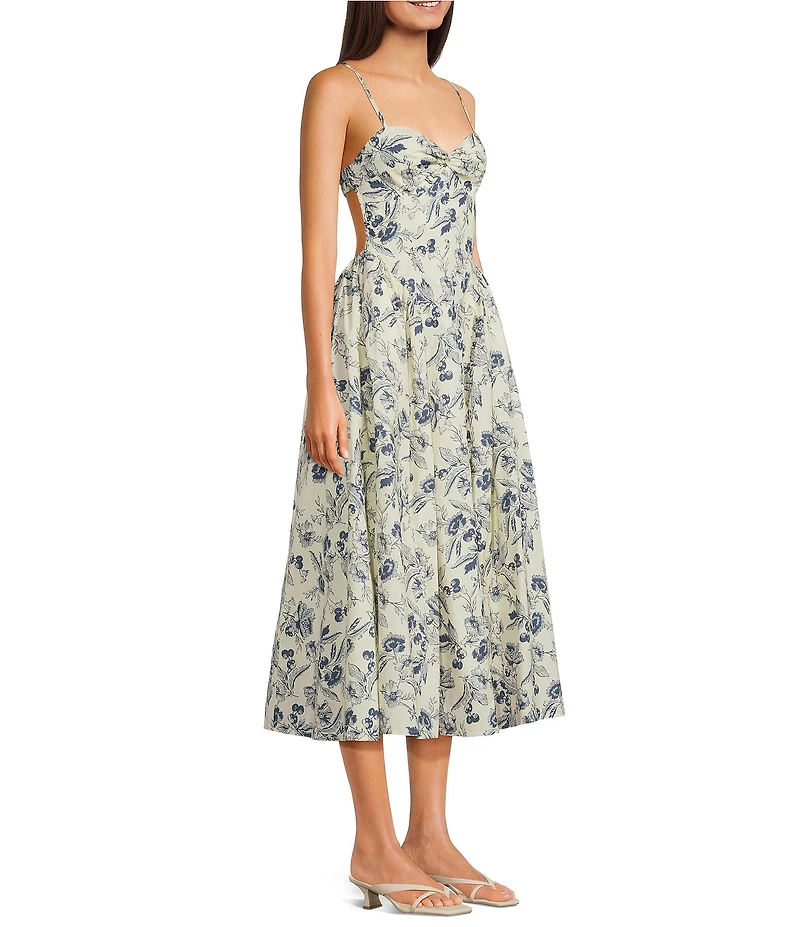 NIA Destene Printed Floral Toile Midi Dress
