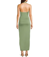 NIA Doris Halter High Slit Maxi Dress