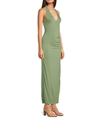 NIA Doris Halter High Slit Maxi Dress