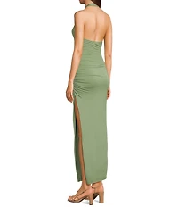 NIA Doris Halter High Slit Maxi Dress