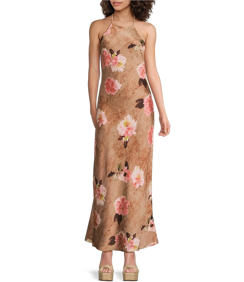 NIA Leah Halter Floral Maxi Dress