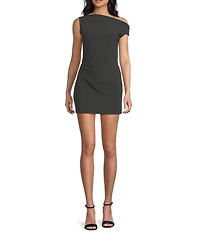 NIA Nova Jersey Knit Off The Shoulder Cinched Side Mini Dress