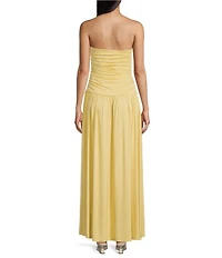 NIA Santal Jersey Strapless Ruched Bodice Drop Waist Maxi Dress