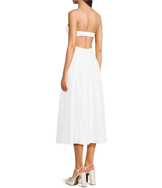 satin sweetheart sleeveless drop waist midi dress with pockets Express Satin Sweetheart Sleeveless Drop Waist Midi Dress with Pockets at Foxvalley Mall in Aurora, IL