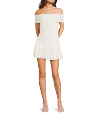 NIA Silverlake Off-The-Shoulder Drop Waist Mini Dress