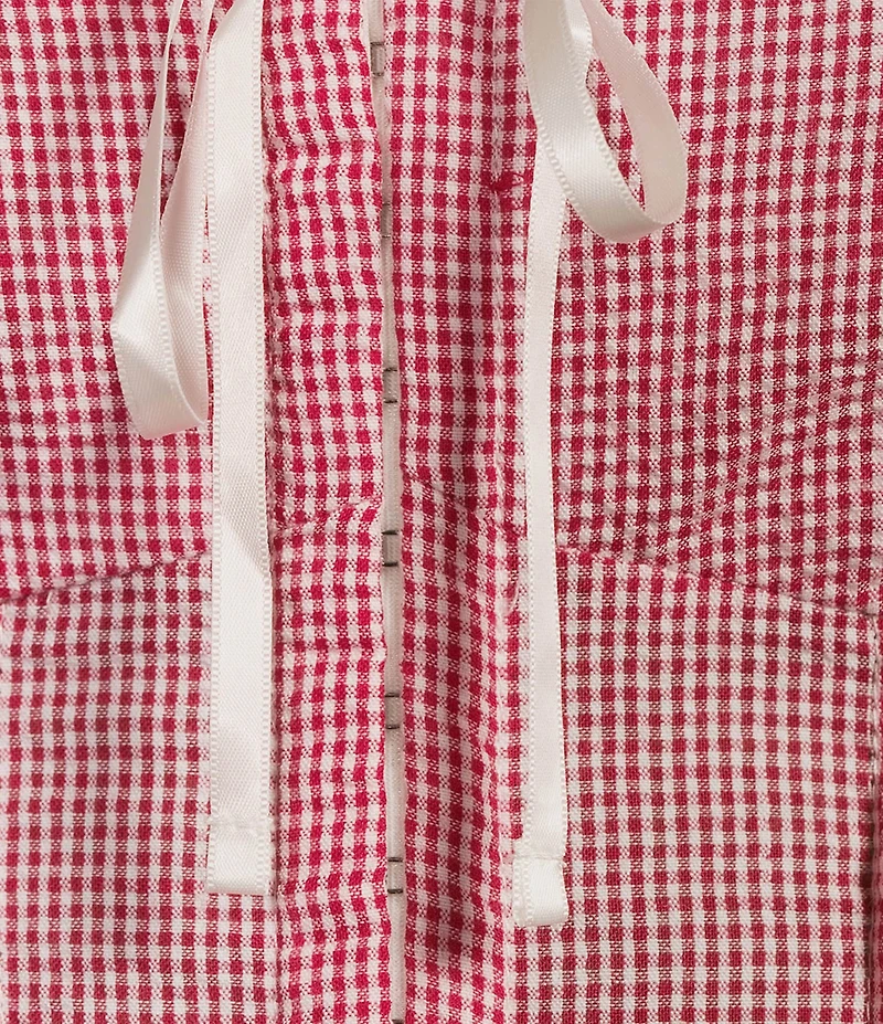 NIA Square Neck Tie Front Lemon Gingham Coordinating Top