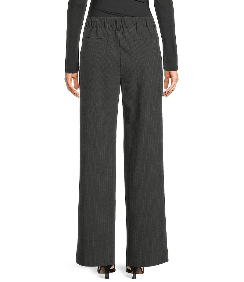 NIA Thalia Micro Pin Stripe Straight Leg Pull-On Drawstring Pants